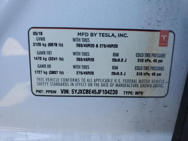2018 TESLA MODEL X - 5YJXCBE45JF104239 | SeoVin.biz