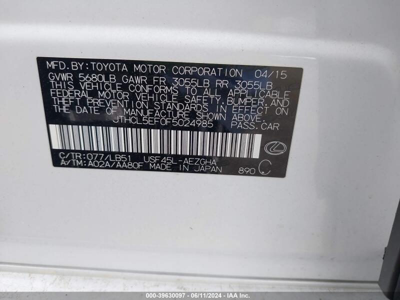 2015 LEXUS LS 460 - JTHCL5EF0F5024985 | SeoVin.biz