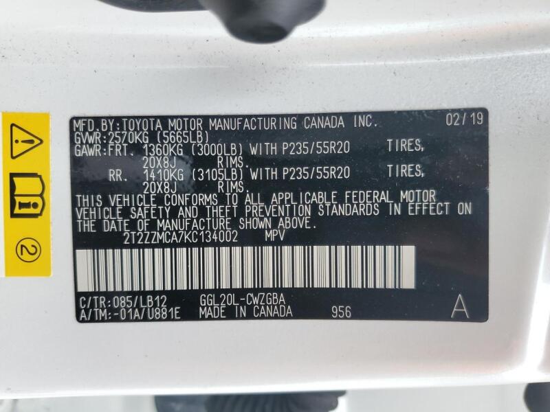 2019 LEXUS RX 350 BASE - 2T2ZZMCA7KC134002 | SeoVin.biz