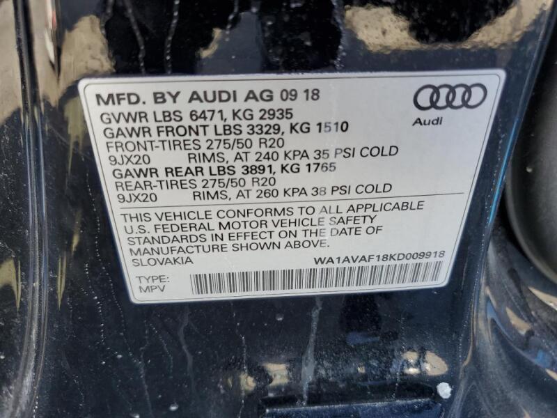 2019 AUDI Q8 PREMIUM - WA1AVAF18KD009918 | SeoVin.biz