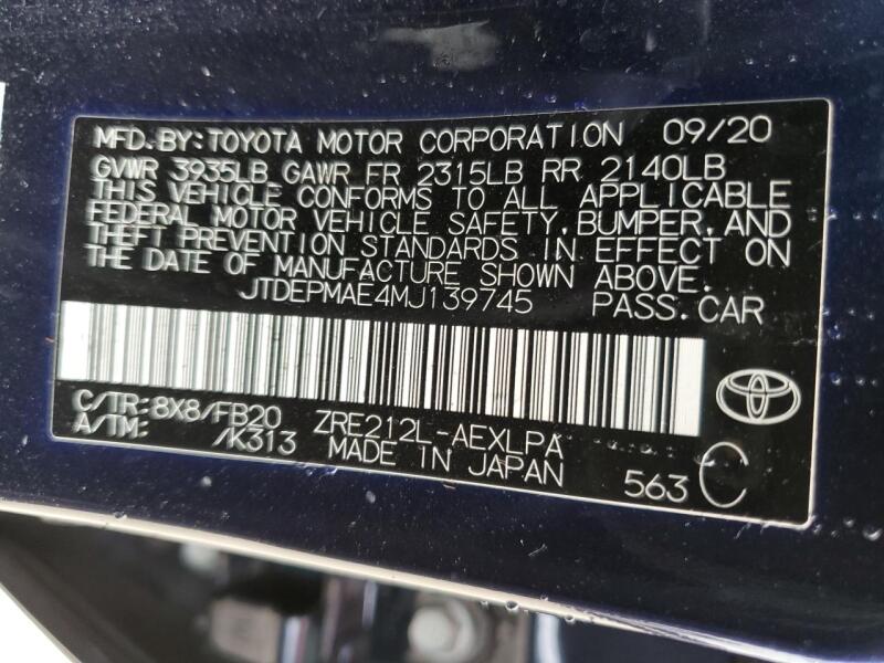 2021 TOYOTA COROLLA LE - JTDEPMAE4MJ139745 | SeoVin.biz
