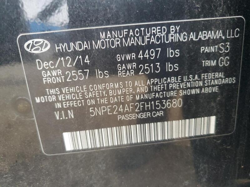 2015 HYUNDAI SONATA SE - 5NPE24AF2FH153680 | SeoVin.biz