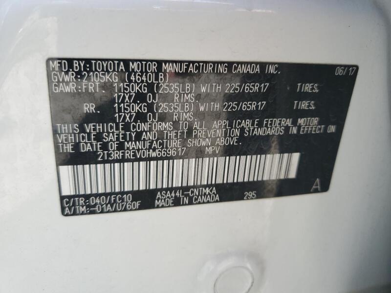 2017 TOYOTA RAV4 XLE - 2T3RFREV0HW669617 | SeoVin.biz