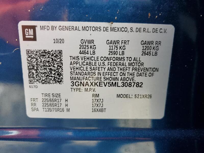2021 CHEVROLET EQUINOX LT - 3GNAXKEV5ML308782 | SeoVin.biz