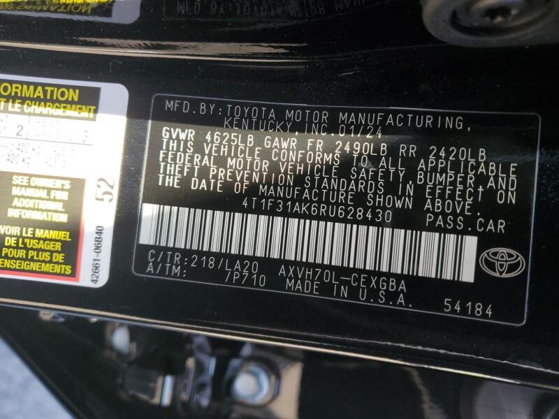 2024 TOYOTA CAMRY XLE - 4T1F31AK6RU628430 | SeoVin.biz