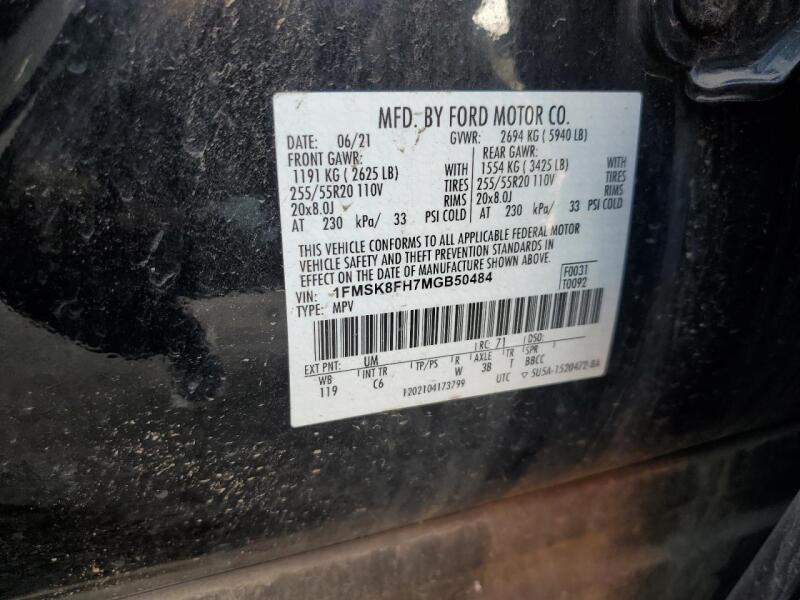 2021 FORD EXPLORER LIMITED - 1FMSK8FH7MGB50484 | SeoVin.biz