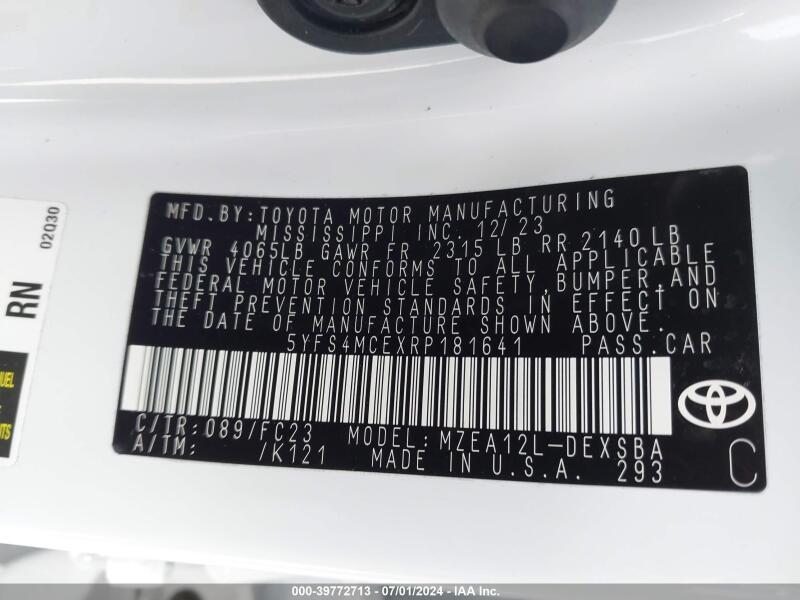 2024 TOYOTA COROLLA SE - 5YFS4MCEXRP181641 | SeoVin.biz
