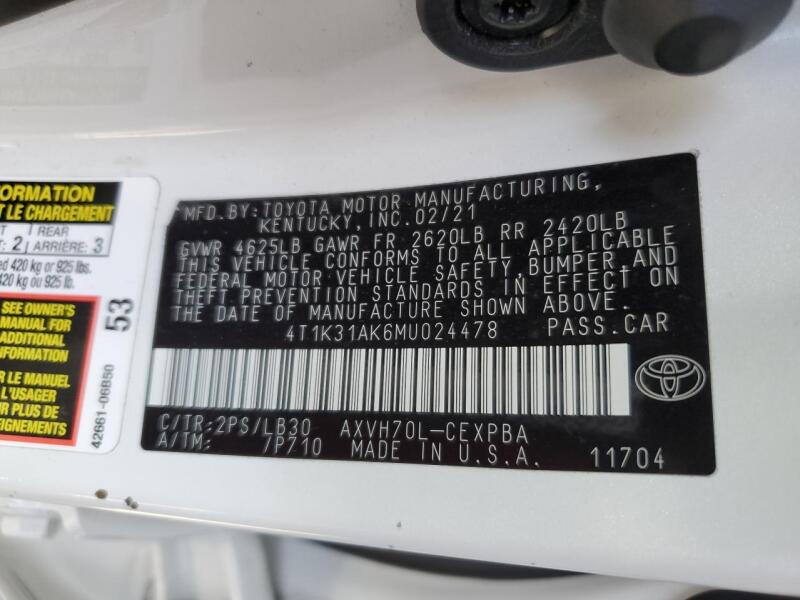 2021 TOYOTA CAMRY XSE - 4T1K31AK6MU024478 | SeoVin.biz