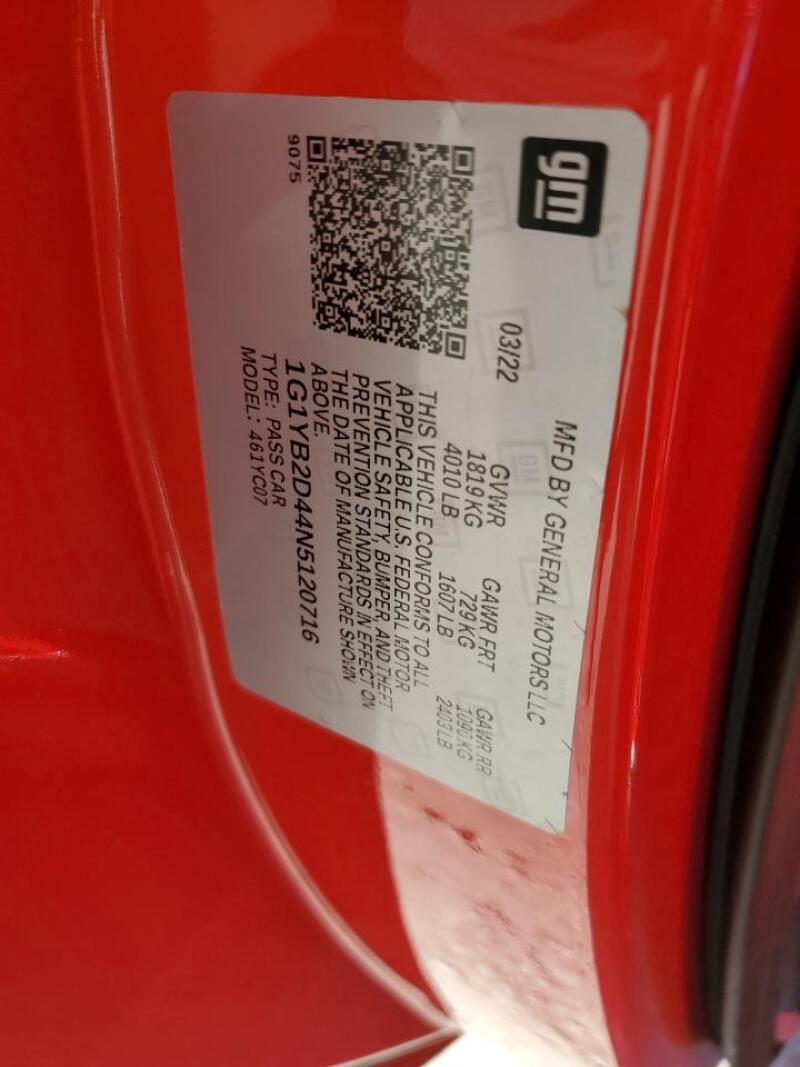 2022 CHEVROLET CORVETTE STINGRAY 2LT - 1G1YB2D44N5120716 | SeoVin.biz