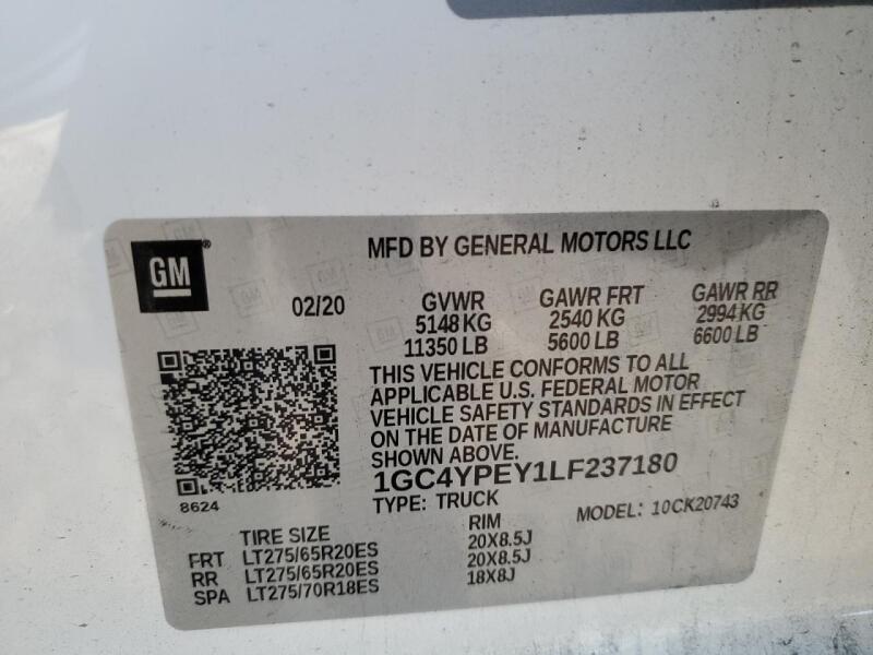 2020 CHEVROLET SILVERADO K2500 HEAVY DUTY LTZ - 1GC4YPEY1LF237180 | SeoVin.biz