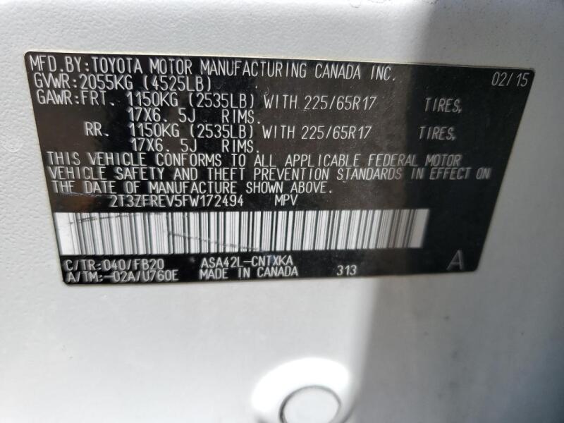 2015 TOYOTA RAV4 LE - 2T3ZFREV5FW172494 | SeoVin.biz