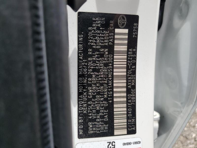 2021 TOYOTA CAMRY SE - 4T1G11AK4MU594300 | SeoVin.biz