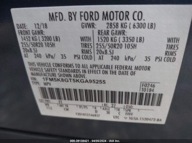 2019 FORD EXPLORER SPORT - 1FM5K8GT5KGA95255 | SeoVin.biz