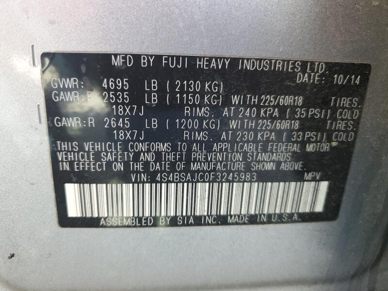 2015 SUBARU OUTBACK 2.5I LIMITED - 4S4BSAJC0F3245983 | SeoVin.biz