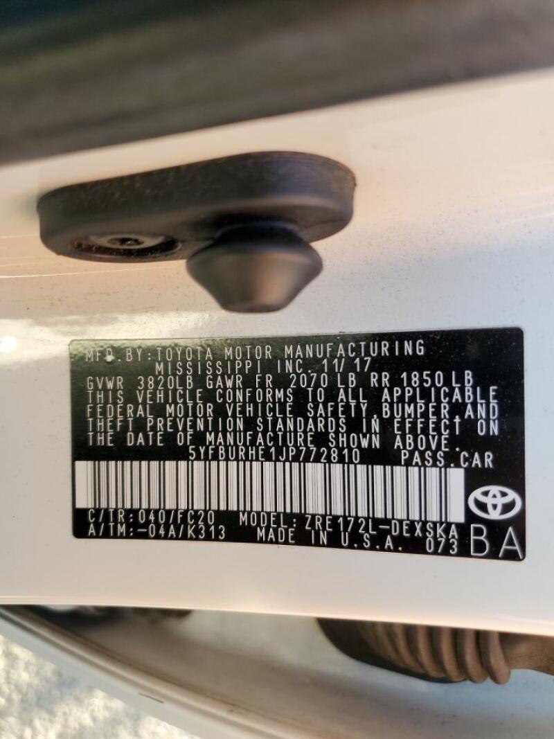2018 TOYOTA COROLLA L - 5YFBURHE1JP772810 | SeoVin.biz