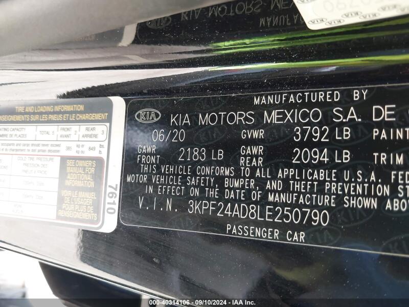 2020 KIA FORTE LXS - 3KPF24AD8LE250790 | SeoVin.biz