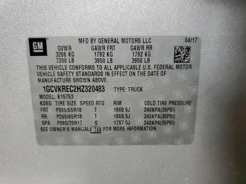 2017 CHEVROLET SILVERADO K1500 LT - 1GCVKREC2HZ320483 | SeoVin.biz