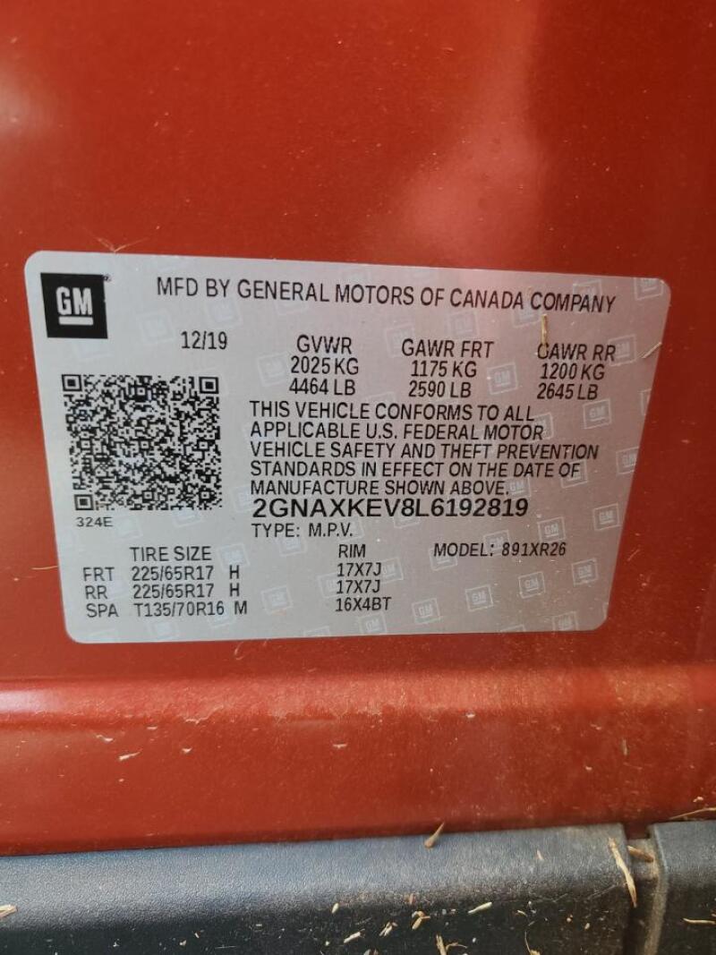 2020 CHEVROLET EQUINOX LT - 2GNAXKEV8L6192819 | SeoVin.biz