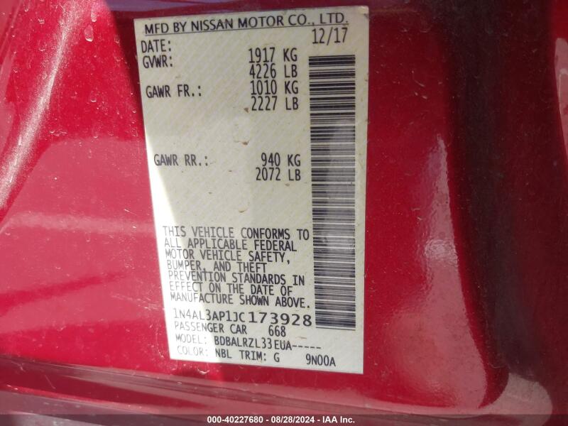 2018 NISSAN ALTIMA 2.5 SL - 1N4AL3AP1JC173928 | SeoVin.biz