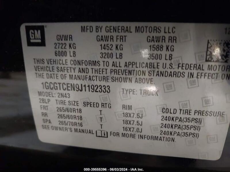 2018 CHEVROLET COLORADO LT - 1GCGTCEN9J1192333 | SeoVin.biz