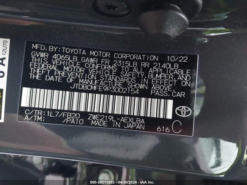 2023 TOYOTA COROLLA HYBRID LE - JTDBCMFE9P3002154 | SeoVin.biz