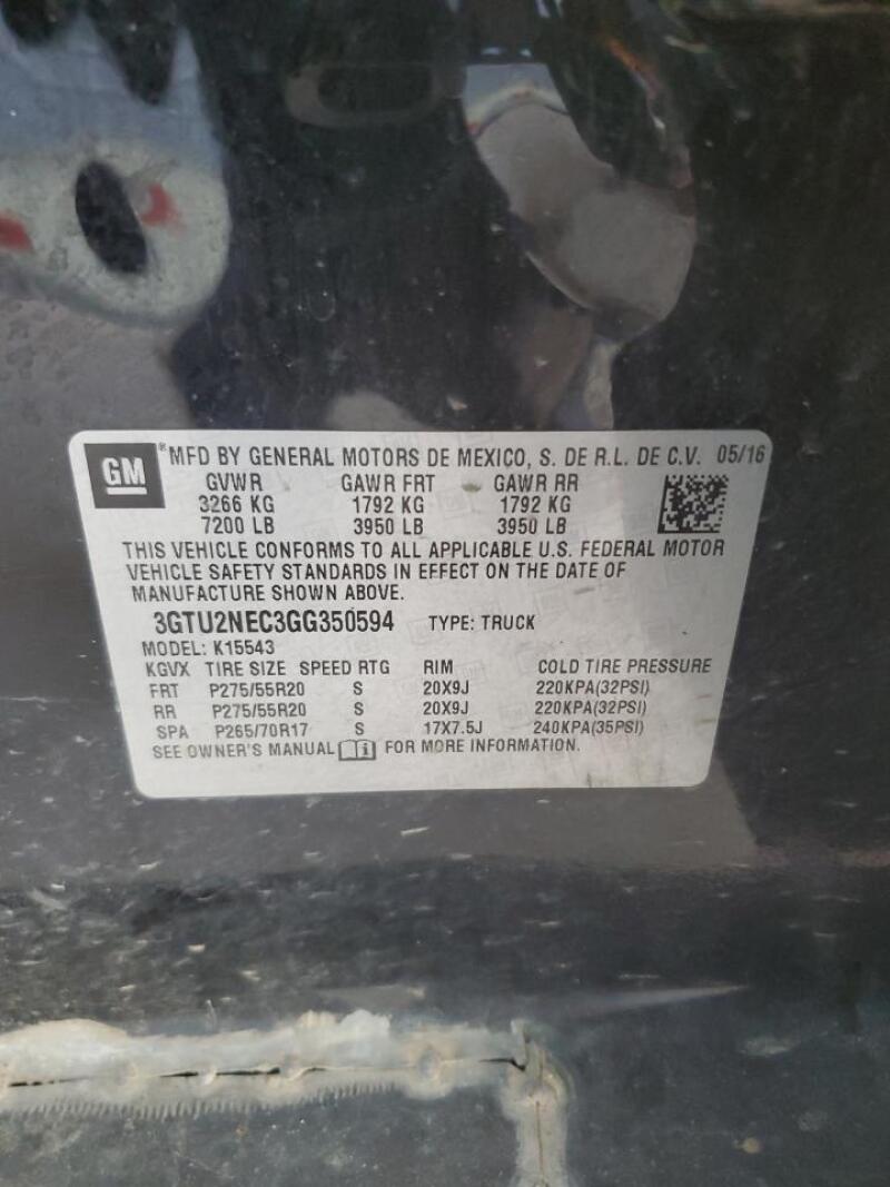2016 GMC SIERRA K1500 SLT - 3GTU2NEC3GG350594 | SeoVin.biz