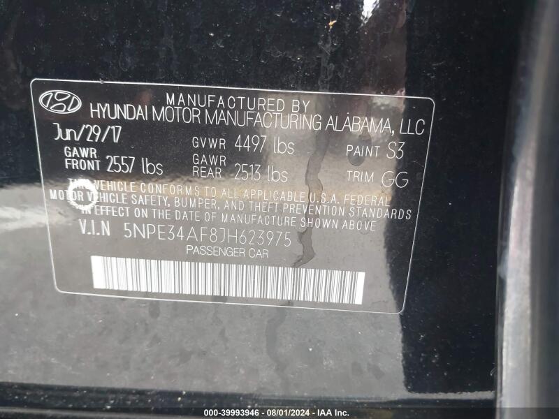 2018 HYUNDAI SONATA LIMITED/SEL/SEL+/SPORT/SPORT+ - 5NPE34AF8JH623975 | SeoVin.biz