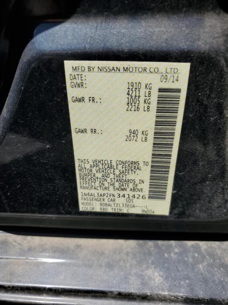 2015 NISSAN ALTIMA 2.5 - 1N4AL3AP2FN341426 | SeoVin.biz