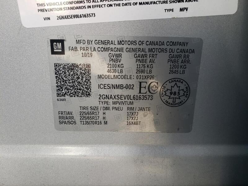 2020 CHEVROLET EQUINOX LS - 2GNAXSEV0L6163573 | SeoVin.biz