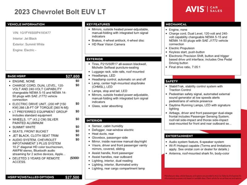 2023 CHEVROLET BOLT EUV LT - 1G1FY6S00P4183477 | SeoVin.biz