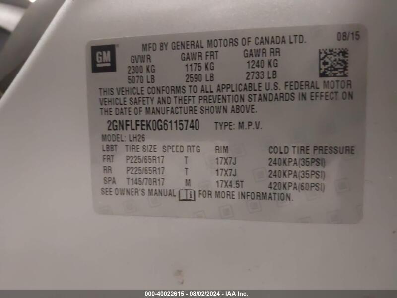 2016 CHEVROLET EQUINOX LT - 2GNFLFEK0G6115740 | SeoVin.biz