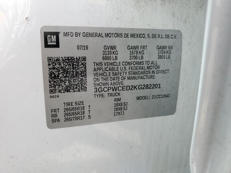 2019 CHEVROLET SILVERADO C1500 LT - 3GCPWCED2KG282201 | SeoVin.biz