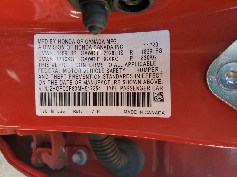 2021 HONDA CIVIC SPORT - 2HGFC2F83MH517354 | SeoVin.biz