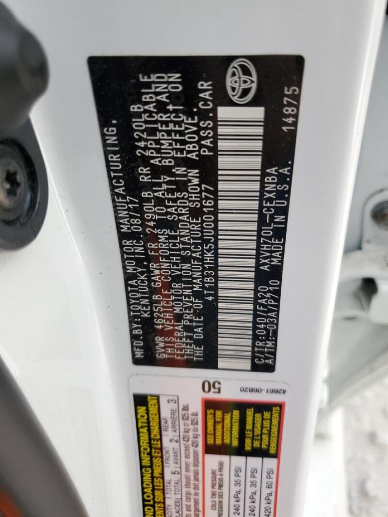 2018 TOYOTA CAMRY LE - 4T1B31HK5JU001677 | SeoVin.biz