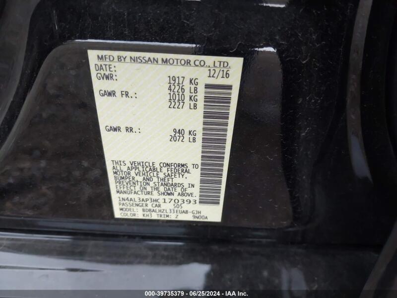 2017 NISSAN ALTIMA 2.5 SR - 1N4AL3AP3HC170393 | SeoVin.biz