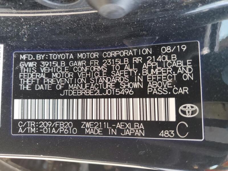 2020 TOYOTA COROLLA LE - JTDEBRBE2LJ015496 | SeoVin.biz