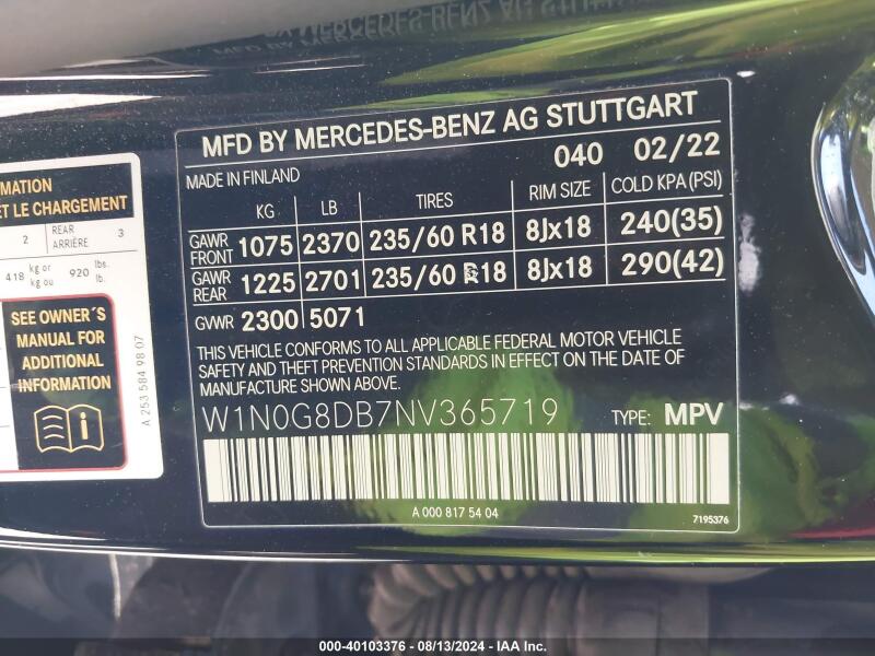 2022 MERCEDES-BENZ GLC 300 SUV - W1N0G8DB7NV365719 | SeoVin.biz