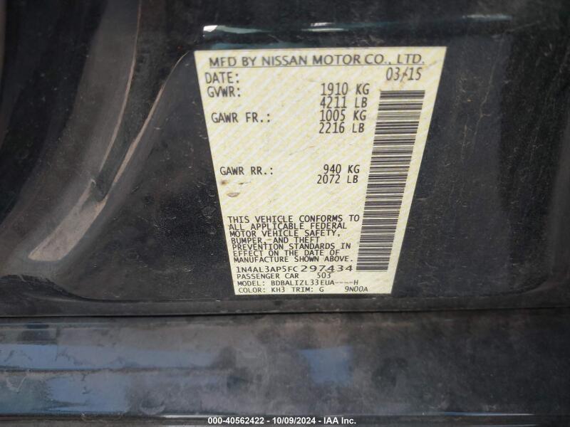 2015 NISSAN ALTIMA 2.5 SV - 1N4AL3AP5FC297434 | SeoVin.biz
