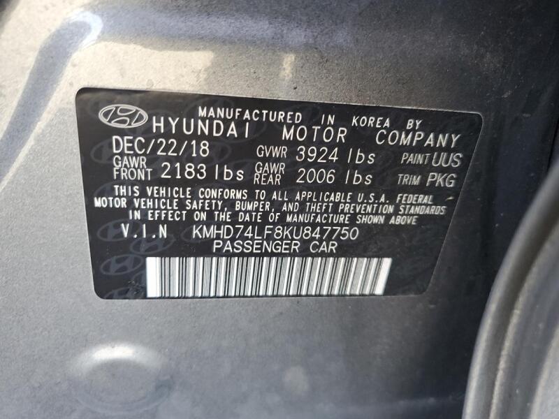 2019 HYUNDAI ELANTRA SE - KMHD74LF8KU847750 | SeoVin.biz