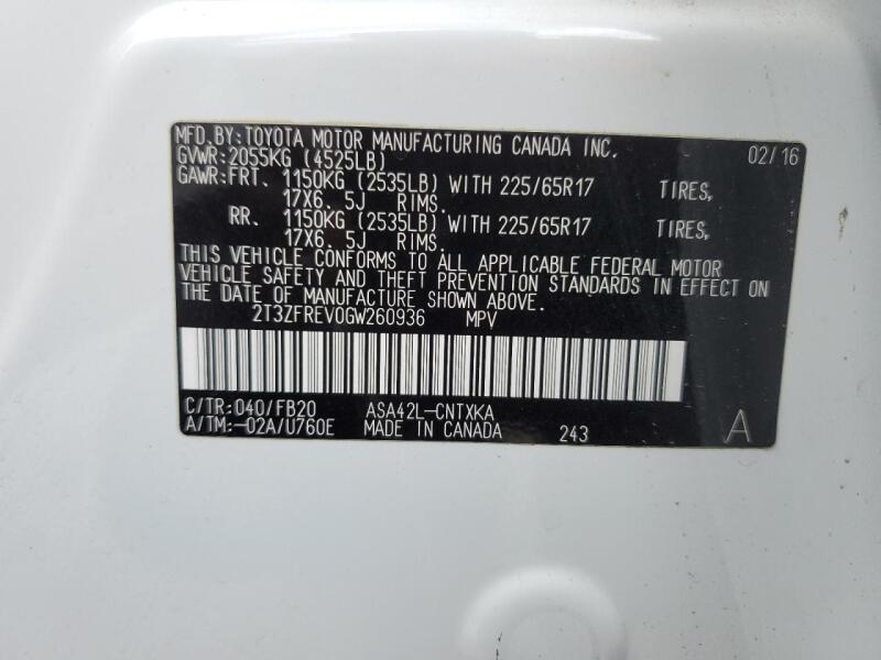 2016 TOYOTA RAV4 LE - 2T3ZFREV0GW260936 | SeoVin.biz