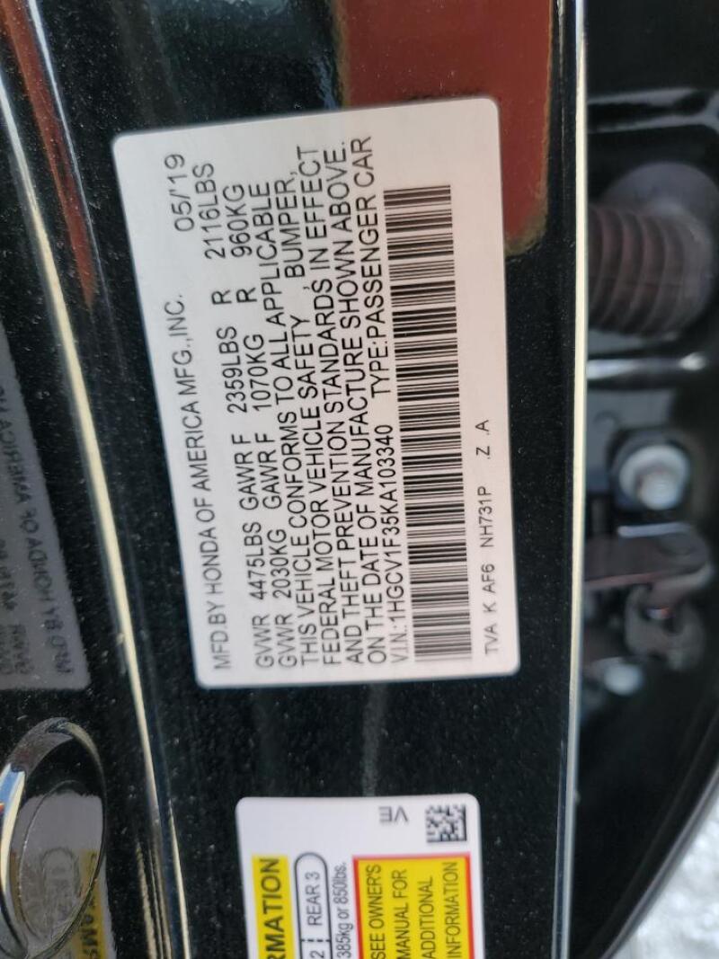2019 HONDA ACCORD SPORT - 1HGCV1F35KA103340 | SeoVin.biz
