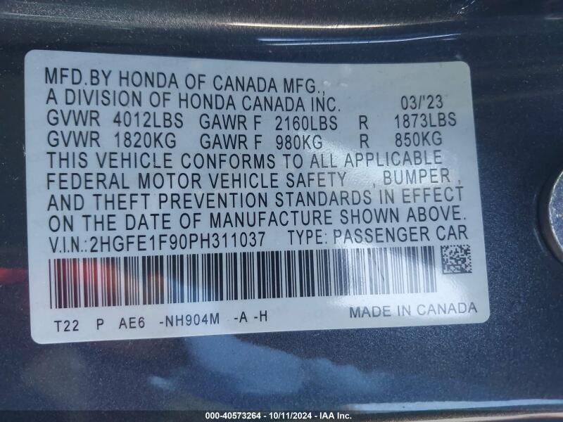 2023 HONDA CIVIC TOURING - 2HGFE1F90PH311037 | SeoVin.biz