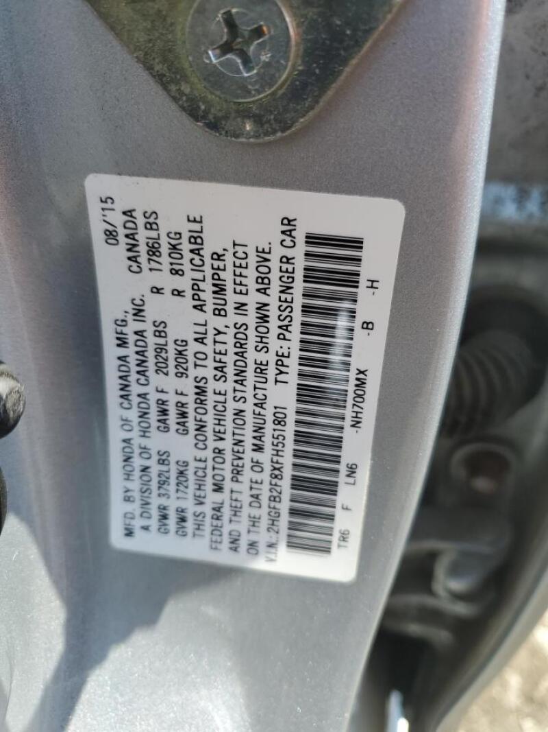 2015 HONDA CIVIC EX - 2HGFB2F8XFH551801 | SeoVin.biz