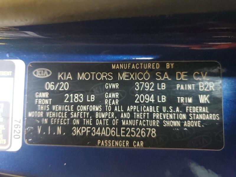 2020 KIA FORTE GT LINE - 3KPF34AD6LE252678 | SeoVin.biz