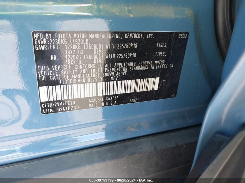 2022 TOYOTA RAV4 HYBRID XSE - 4T3E6RFV6NU087563 | SeoVin.biz