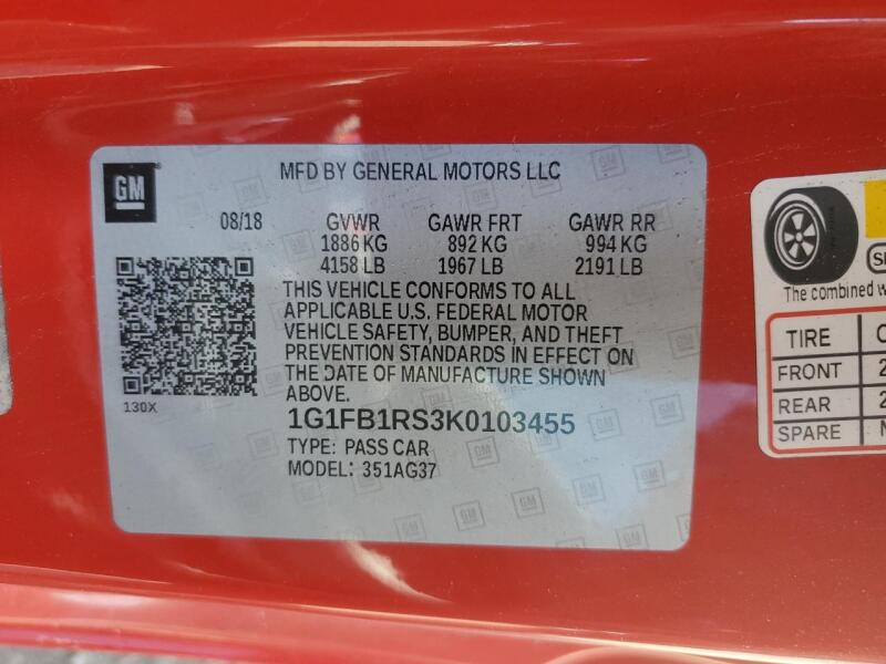 2019 CHEVROLET CAMARO LS - 1G1FB1RS3K0103455 | SeoVin.biz
