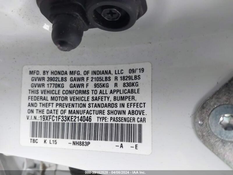 2019 HONDA CIVIC EX - 19XFC1F33KE214046 | SeoVin.biz