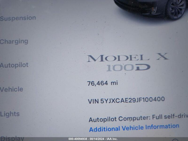 2018 TESLA MODEL X 100D/75D/P100D - 5YJXCAE29JF100400 | SeoVin.biz
