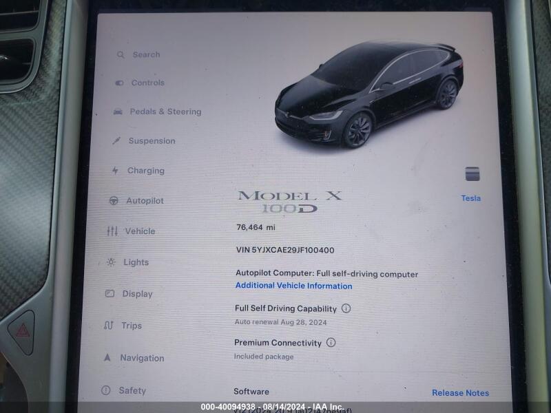 2018 TESLA MODEL X 100D/75D/P100D - 5YJXCAE29JF100400 | SeoVin.biz