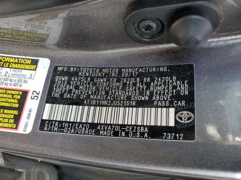 2018 TOYOTA CAMRY L - 4T1B11HK2JU521518 | SeoVin.biz